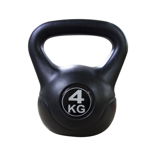 Kettlebell Fitness 4 Kg in PVC con Sabbia e Maniglia Nero