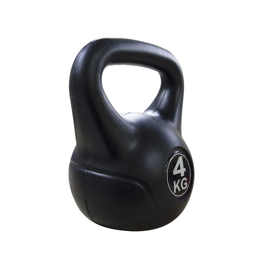 Kettlebell Fitness 4 Kg in PVC con Sabbia e Maniglia Nero