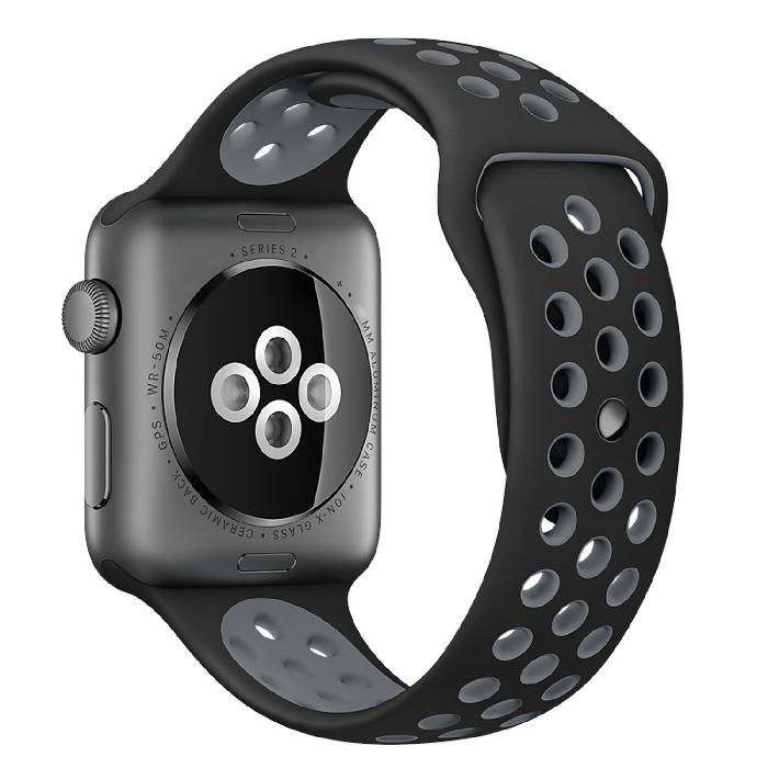 Cinturino Sport in Silicone per Apple Watch Nike+ - Nero/Grigio -38 mm