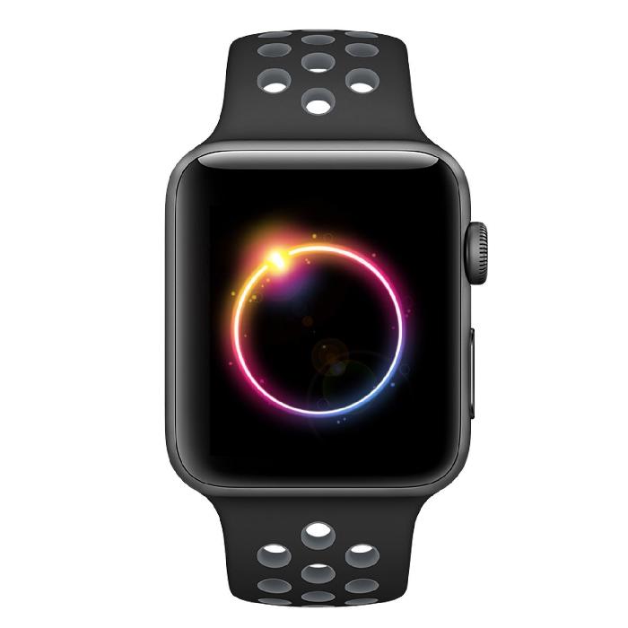 Cinturino Sport in Silicone per Apple Watch Nike+ - Nero/Grigio -38 mm