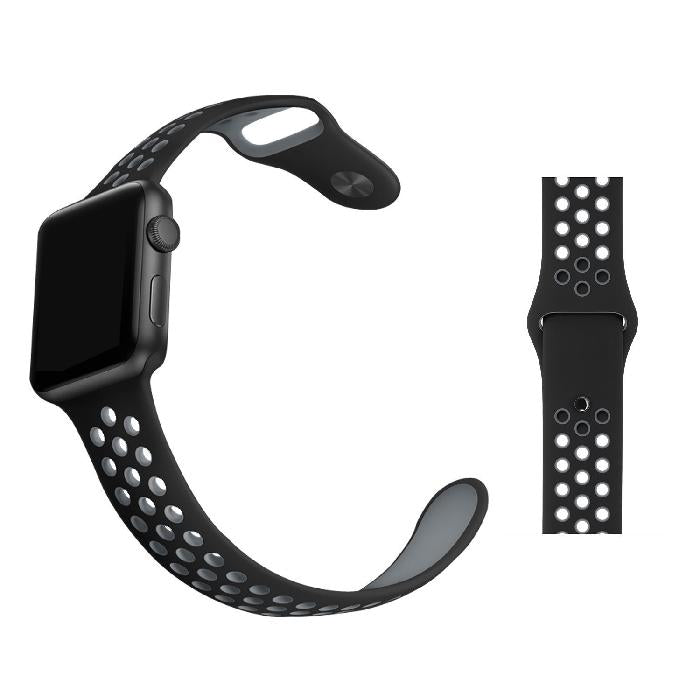 Cinturino Sport in Silicone per Apple Watch Nike+ - Nero/Grigio -38 mm