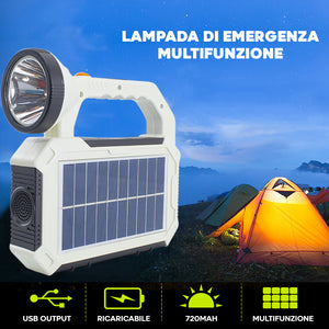 Lampada Portatile Luce d'Emergenza con Pannello Solare Multifunzione