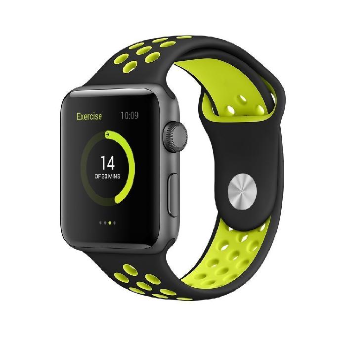 Cinturino Sport in Silicone per Apple Watch Nero/Giallo 38 mm 134/97mm