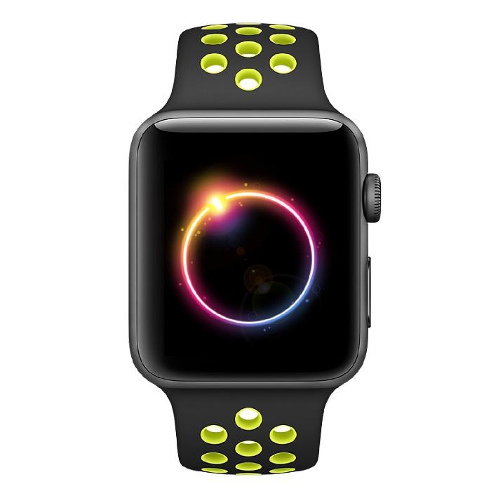 Cinturino Sport in Silicone per Apple Watch Nero/Giallo 38 mm 134/97mm