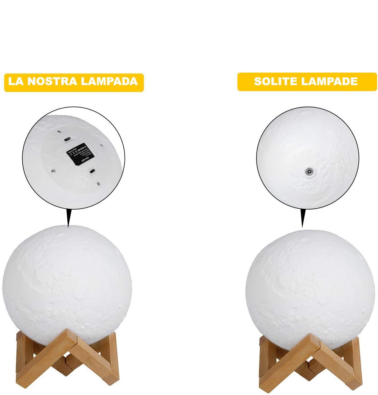 Lampada da Tavolo a LED 3D Accensione Touch a Forma di Luna