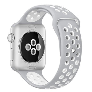 Cinturino Sport in Silicone per Apple Watch Grigio/Bianco 38 mm 134/97mm