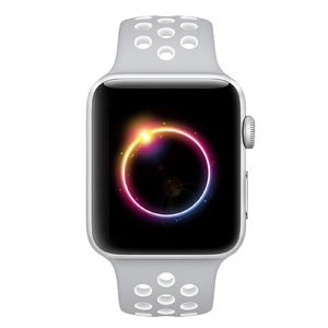 Cinturino Sport in Silicone per Apple Watch Grigio/Bianco 38 mm 134/97mm