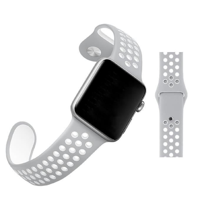 Cinturino Sport in Silicone per Apple Watch Grigio/Bianco 38 mm 134/97mm