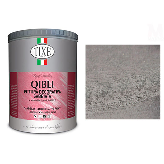 Pittura decorativa effetto sabbiato metallizzato Finitura lavabile Tixe Qibli Argento/1 lt