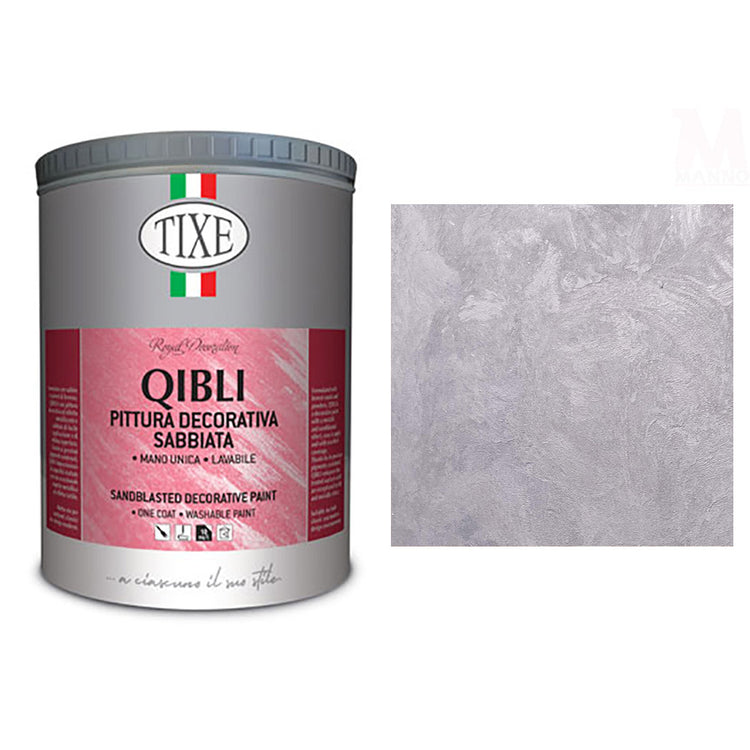 Pittura decorativa effetto sabbiato metallizzato Finitura lavabile Tixe Qibli Platino/1 lt