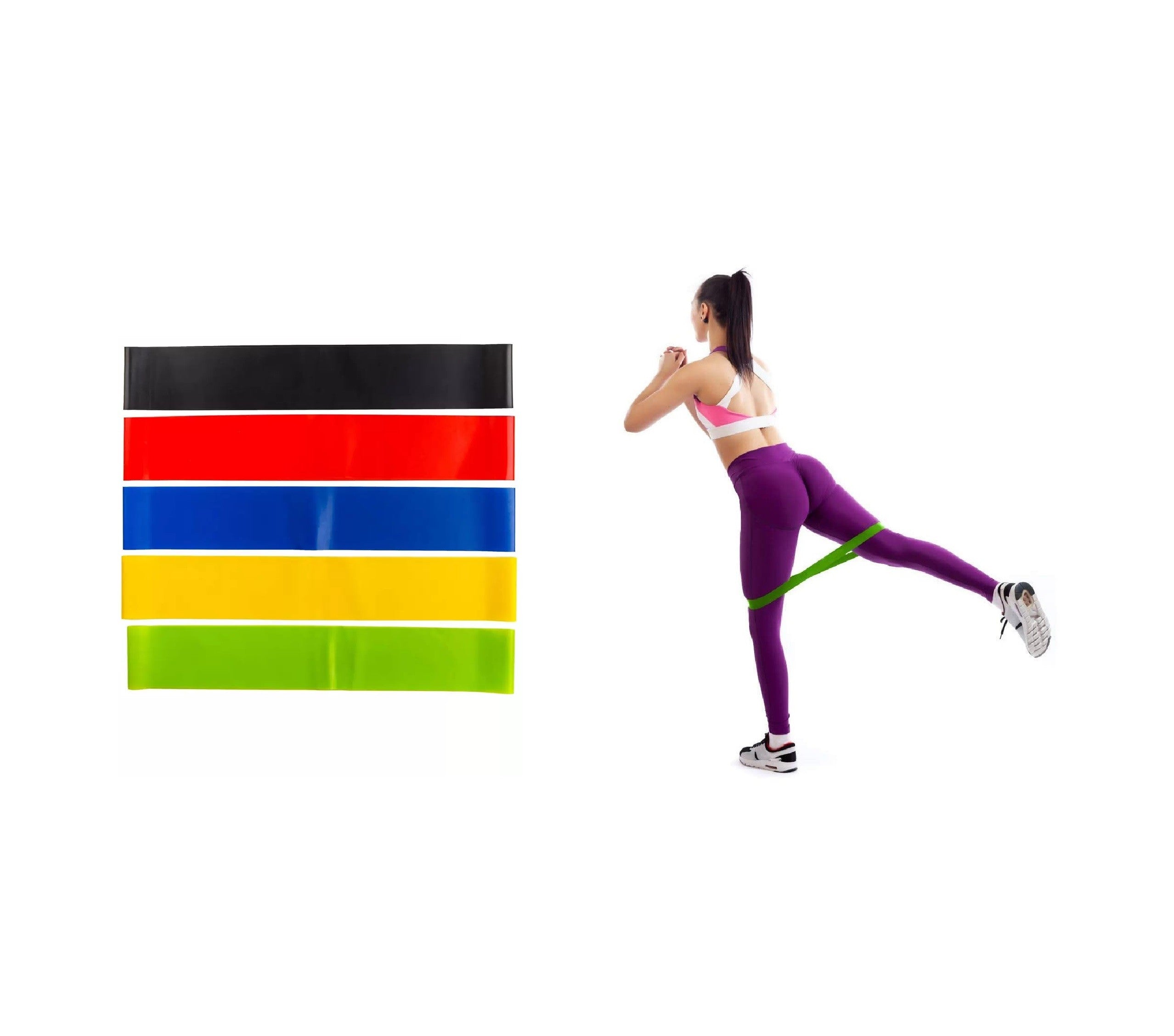 Set 5 Fasce Elastici di Resistenza per Allenamento Fitness Colorati