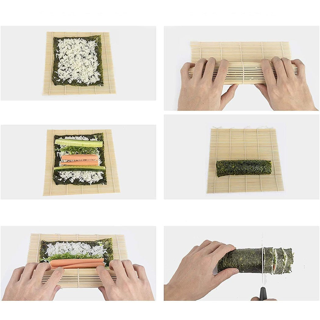 Set sushi due persone da 10Pz in bamboo con stuoia banco bacchette e piattini