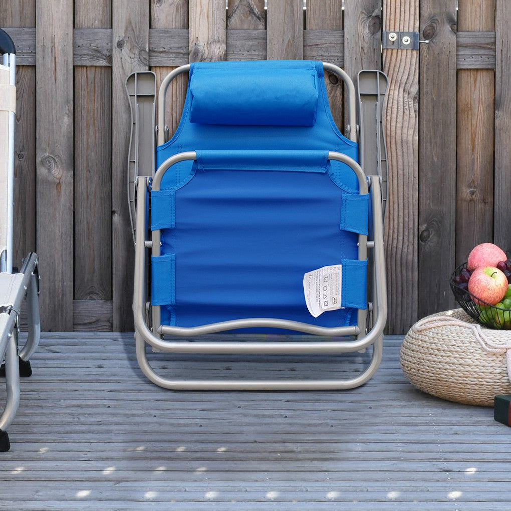 Spiaggina Mare  Pieghevole con Cuscino in Ferro Blu