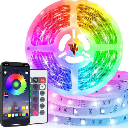 Strip LED RGB 5m Luminosità Colore Ritmo Regolabile con APP o Telecomando