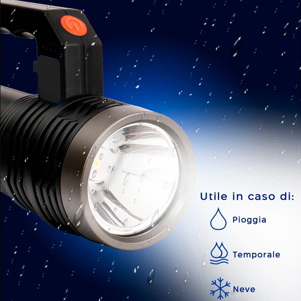 Torcia LED Portatile con Ricarica Solare e USB Impermeabile