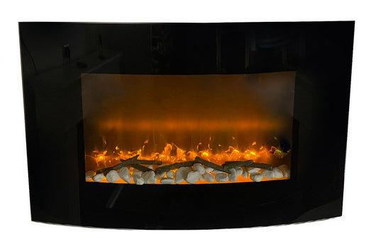 Camino Elettrico da Parete Effetto Fiamma 88,5x13,5x56 cm 900W/1800W Nero