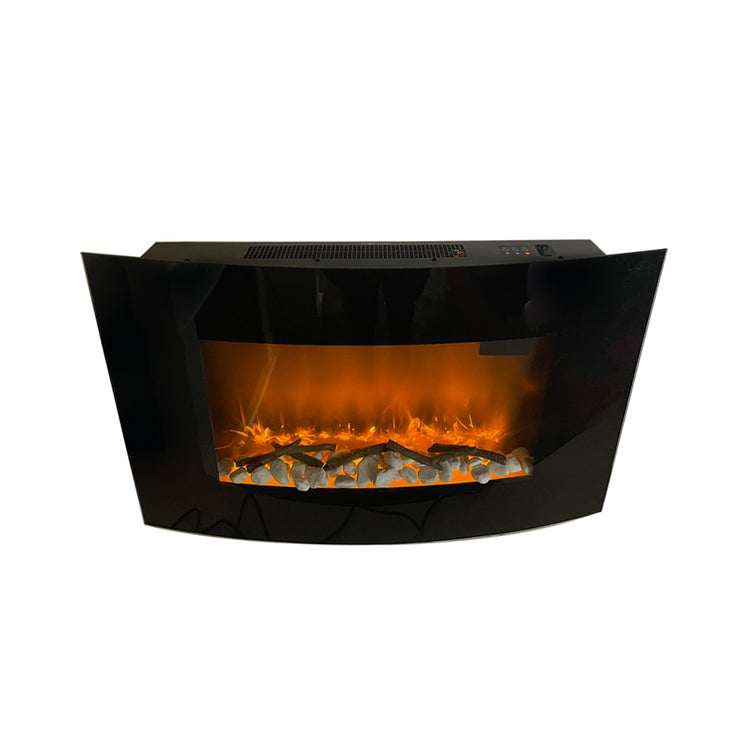 Camino Elettrico da Parete Effetto Fiamma 88,5x13,5x56 cm 900W/1800W Nero