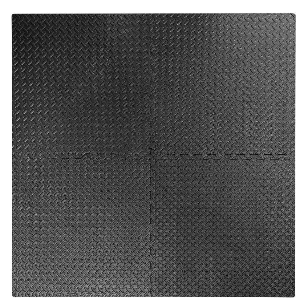 Tappeto Puzzle per Palestra Gioco 4 Pezzi 60x60 cm Nero Mandorlato