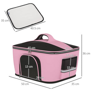 Borsa Trasportino 50x35x36 cm per Cani e Gatti 2 Porte Rosa