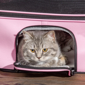 Borsa Trasportino 50x35x36 cm per Cani e Gatti 2 Porte Rosa