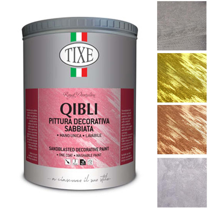 Pittura decorativa effetto sabbiato metallizzato Finitura lavabile Tixe Qibli Oro/1 lt