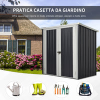 Casetta Box da Giardino 147x86x134 cm in Lamiera di Acciaio Doppia Porta Nero e Bianco