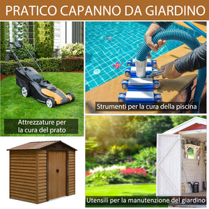 Casetta Box da Giardino 152x235,7x208,7 cm Acciaio Effetto Legno