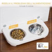 Cuccia per Cani 70x64x56 cm con Vassoio per Ciotole Finestre Grigia e Bianca