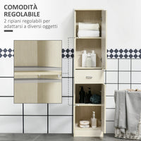 Mobile a Colonna per Bagno 34x34x150 cm 2 Ante 1 Cassetto Color Legno