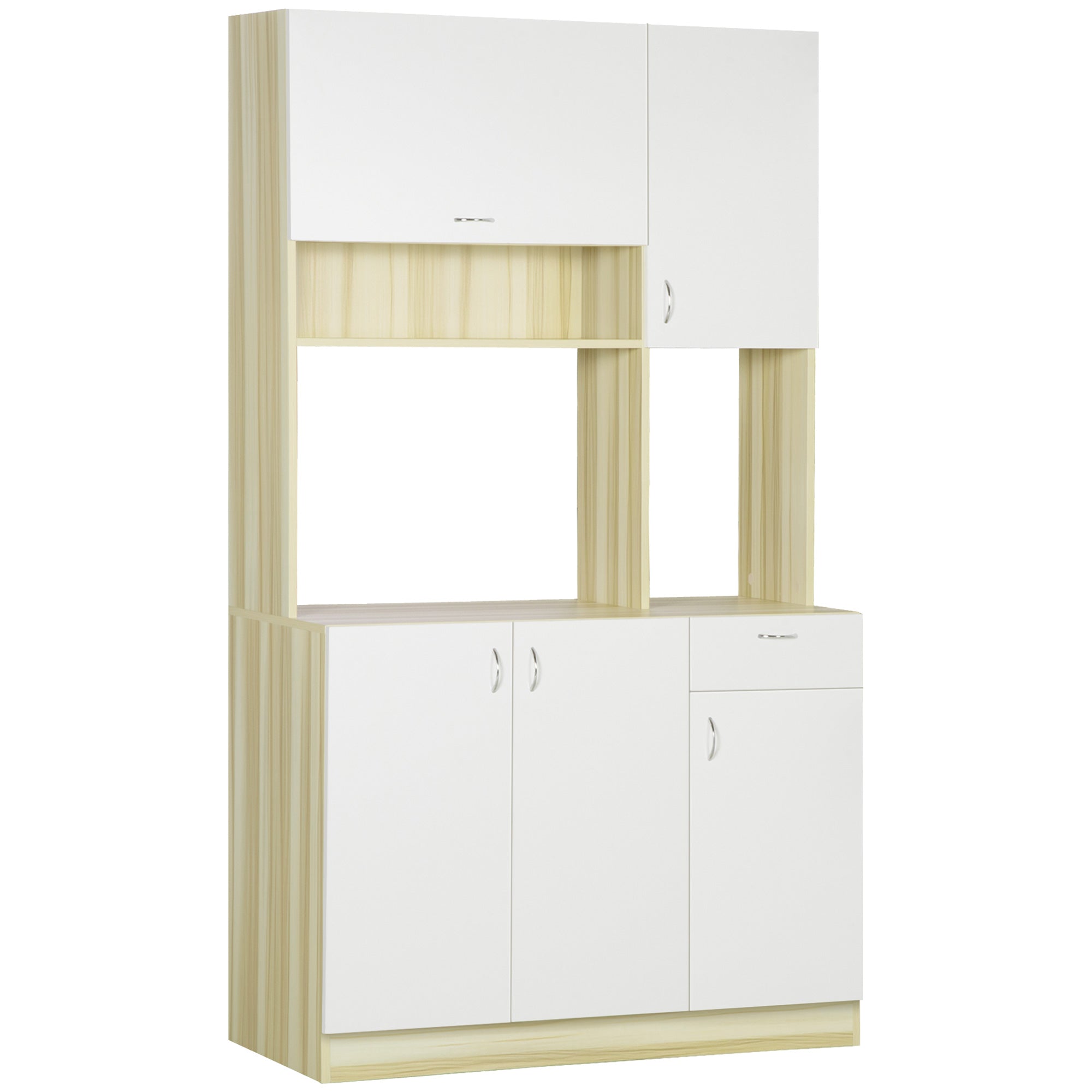 Mobile Buffet per Cucina 102x48x180 cm in  Truciolato Bianco e Legno