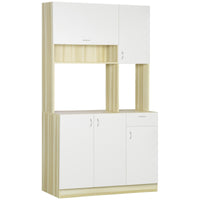 Mobile Buffet per Cucina 102x48x180 cm in  Truciolato Bianco e Legno