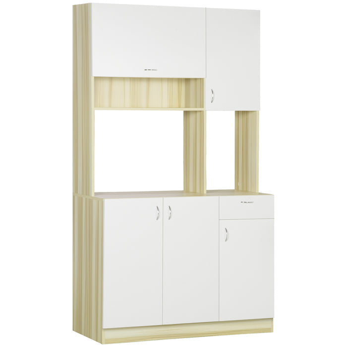 Mobile Buffet per Cucina 102x48x180 cm in  Truciolato Bianco e Legno