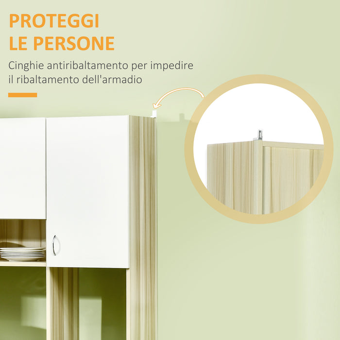 Mobile Buffet per Cucina 102x48x180 cm in  Truciolato Bianco e Legno