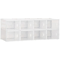 Scarpiera Modulare 8 Cubi 28x36x21 cm in Plastica Bianco e Trasparente