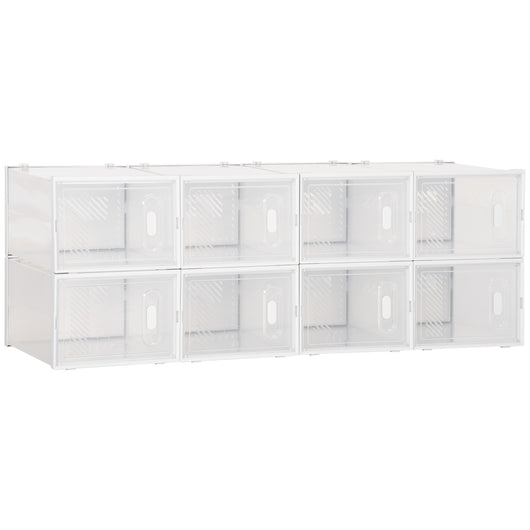 Scarpiera Modulare 8 Cubi 28x36x21 cm in Plastica Bianco e Trasparente