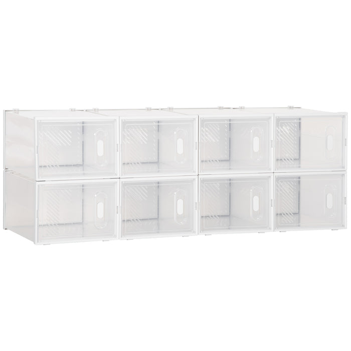 Scarpiera Modulare 8 Cubi 28x36x21 cm in Plastica Bianco e Trasparente