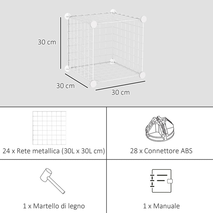 Scarpiera Modulare 94x32x94 cm 6 Cubi in Plastica e Acciaio Bianco