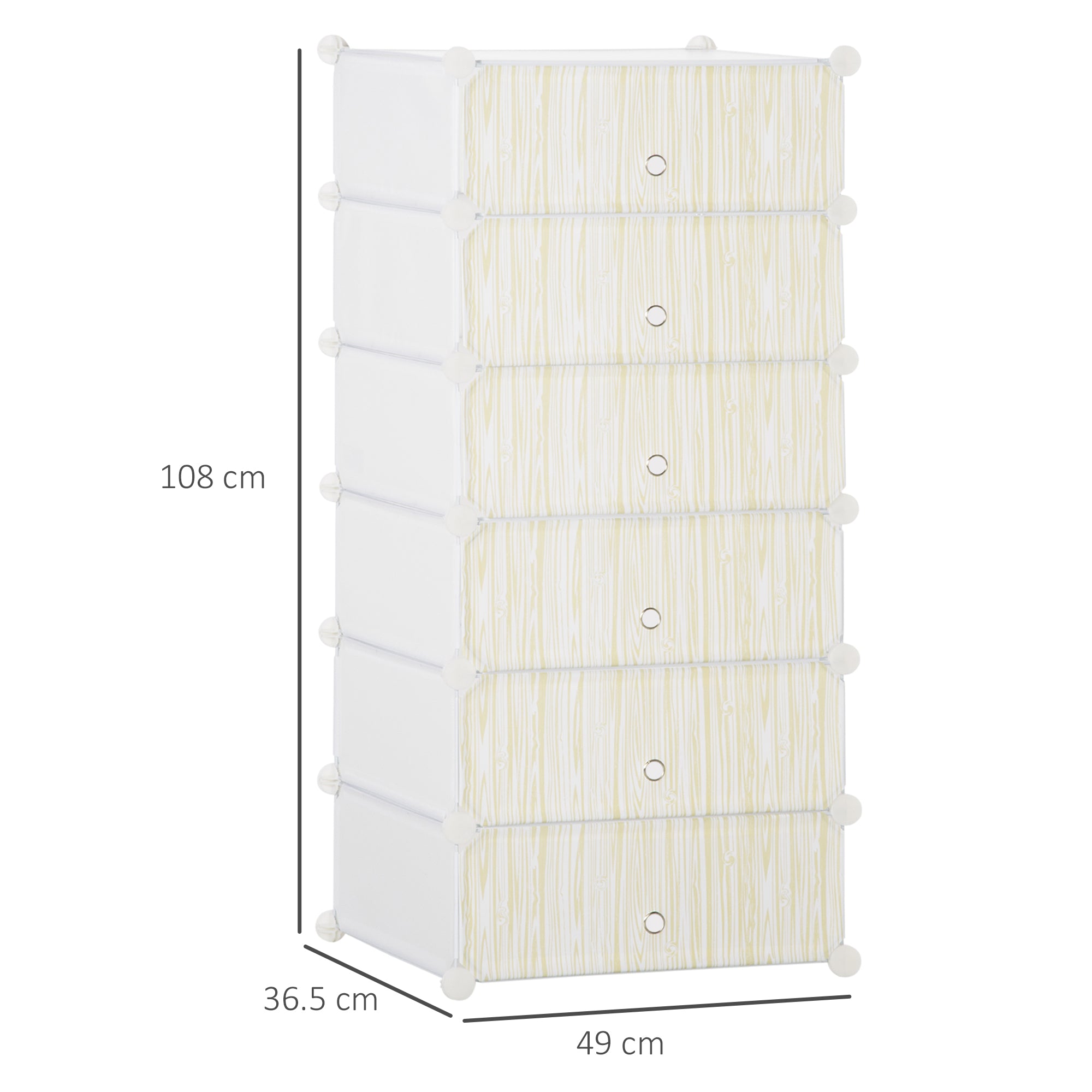 Scarpiera Modulare 45x36,5x108 cm 6 Cubi in Plastica e Acciaio Bianco