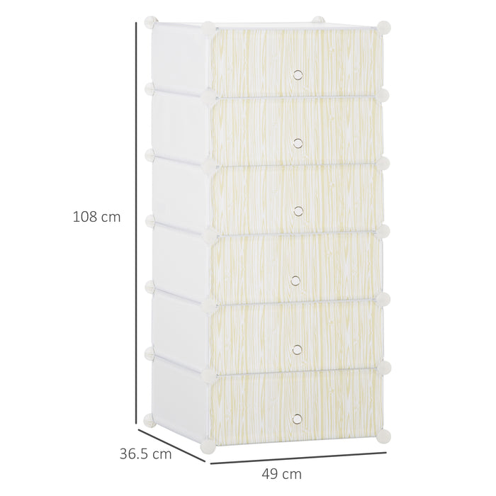 Scarpiera Modulare 45x36,5x108 cm 6 Cubi in Plastica e Acciaio Bianco