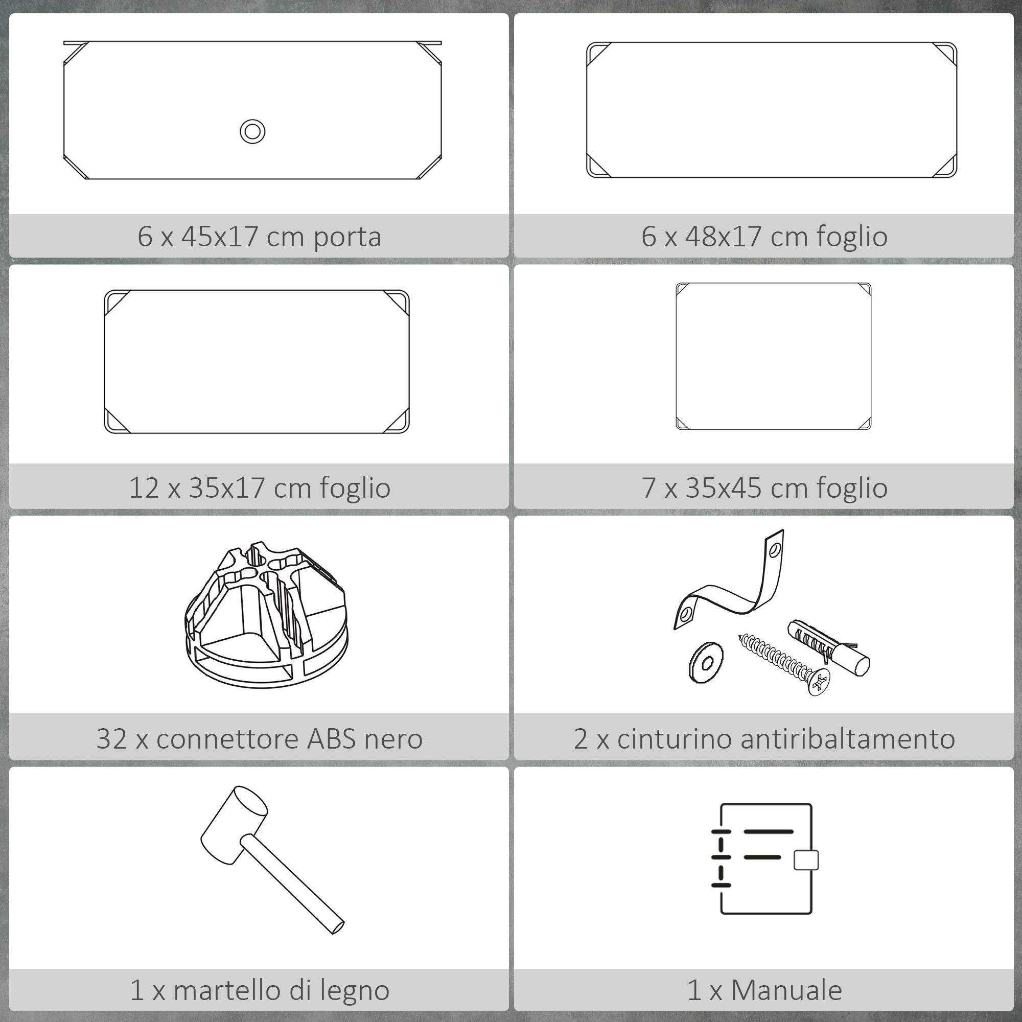 Scarpiera Modulare 45x36,5x108 cm 6 Cubi in Plastica e Acciaio Bianco