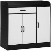 Mobiletto da Cucina 90x40x90 cm 2 Armadietti 1 Cassetto Bianco e Nero