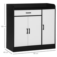 Mobiletto da Cucina 90x40x90 cm 2 Armadietti 1 Cassetto Bianco e Nero