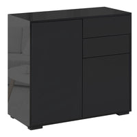 Mobiletto Multiuso 79x36x74 cm 2 Cassetti 2 Armadi Nero