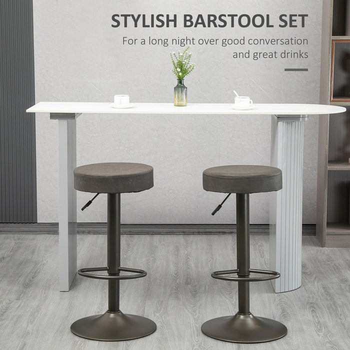 Set 2 Sgabelli Bar 35x36x64-85 cm con Poggiapiedi in Similpelle Grigio