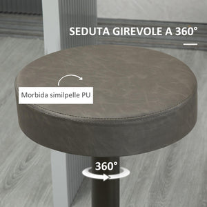 Set 2 Sgabelli Bar 35x36x64-85 cm con Poggiapiedi in Similpelle Grigio