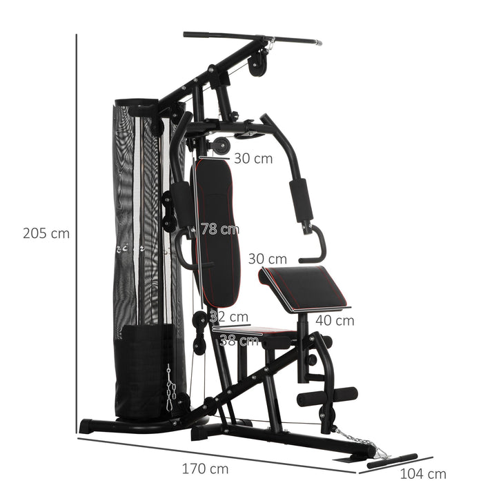 Stazione Fitness Multifunzione 170x104x205 cm in Acciaio per Allenamento Corpo Nero