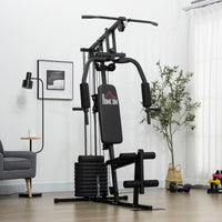 Stazione Fitness Multifunzione 135x103x210 cm in Acciaio per Allenamento Corpo Nero