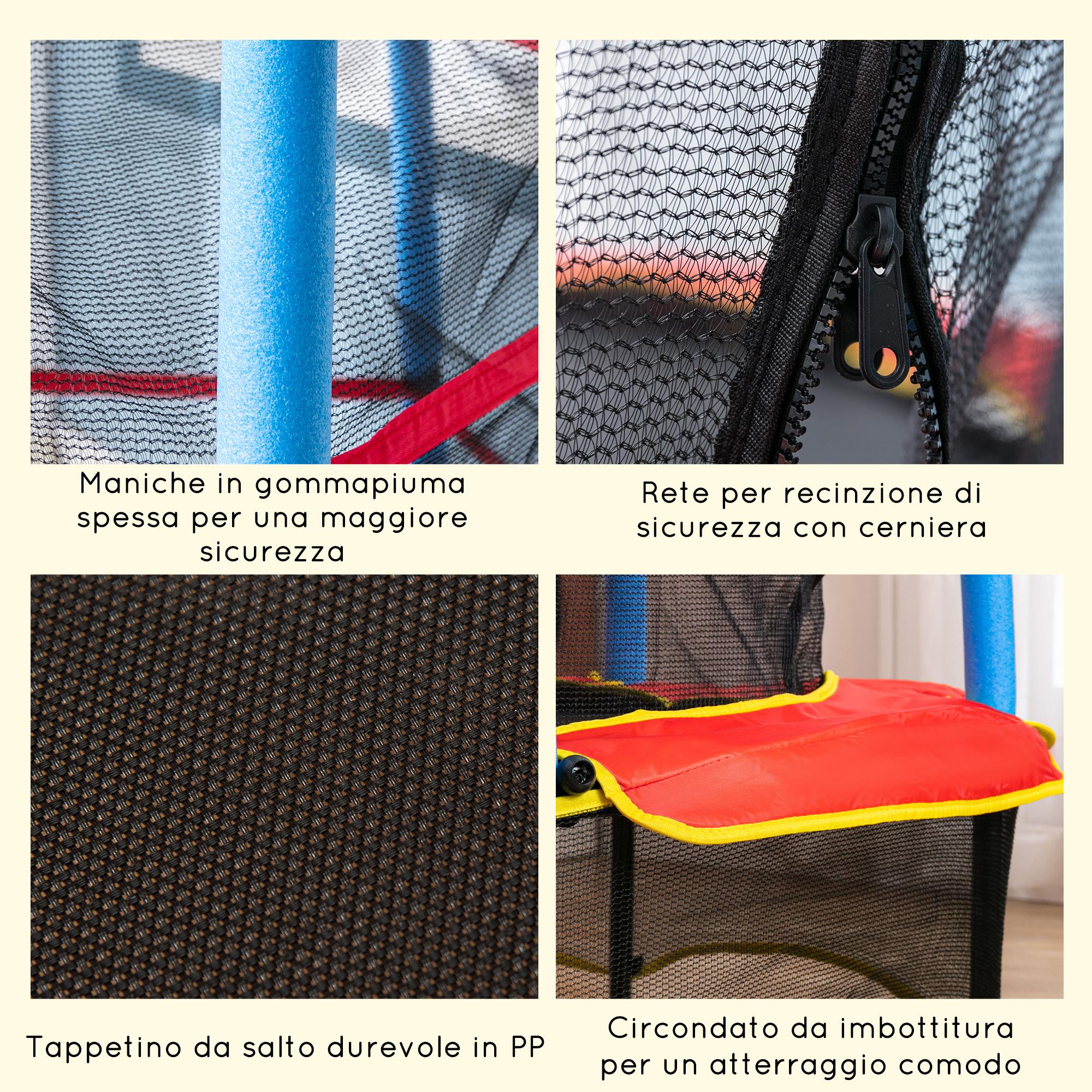 Trampolino Tappeto Elastico Ø165x162 cm per Bambini in Acciaio Tappeto in Poliestere