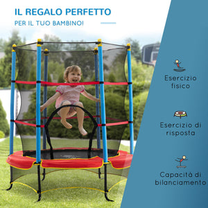 Trampolino Tappeto Elastico Ø165x162 cm per Bambini in Acciaio Tappeto in Poliestere