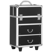 Trolley per Estetista Make Up Trucchi 36x23x58 cm in Alluminio e Acciaio Nero